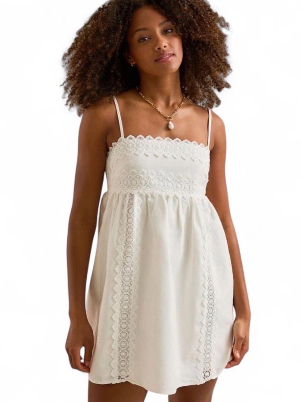 Altar’d Women’s White Lace Sundress - Elegant Spaghetti Strap Dress